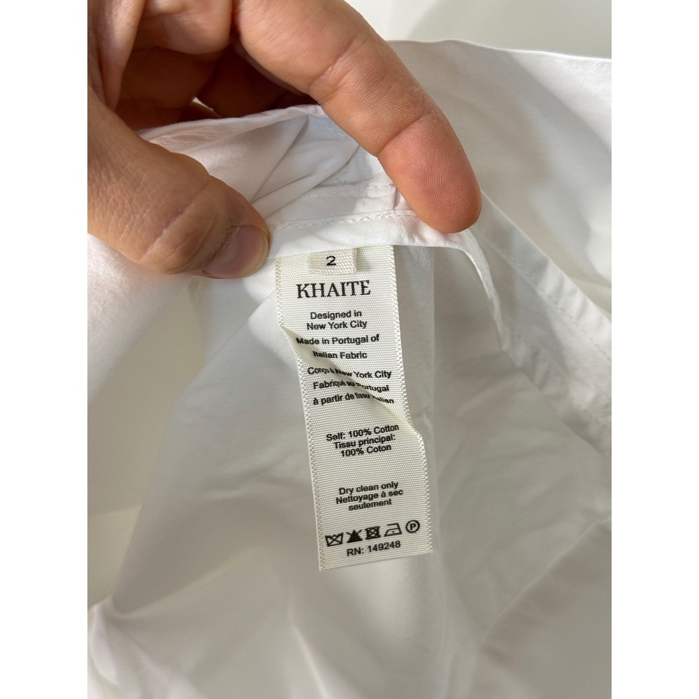 Khaite Kal Dress White Poplin Cotton Mini Shirt Dress 2 - Picture 5 of 8